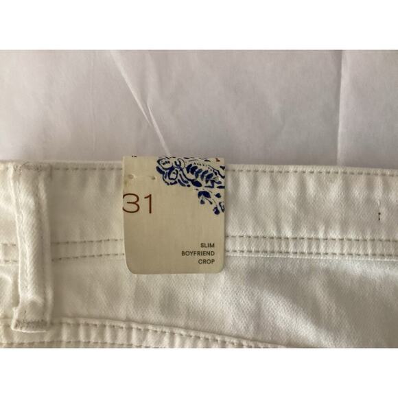 Pilcro Distressed Slim Boyfriend Crop Jeans 31 NWT White Denim Anthropologie - Picture 6 of 10